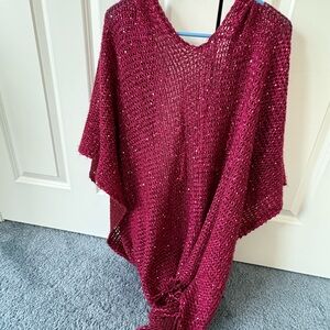 Burgundy Knit Shawl-Make an offer!